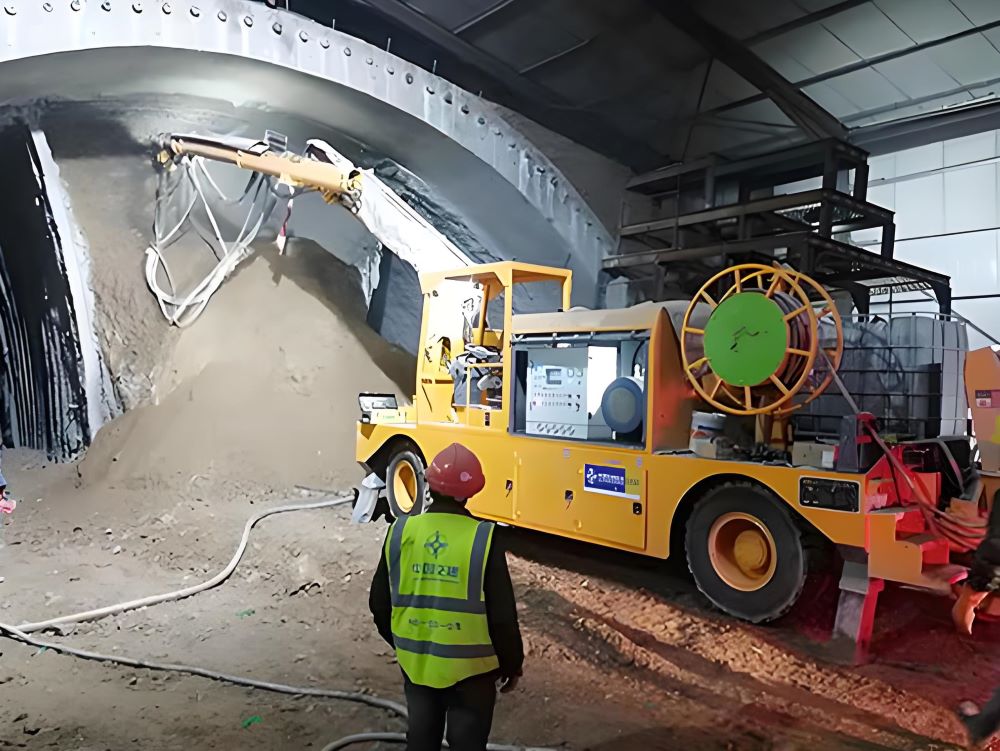 與傳統(tǒng)干噴機(jī)相比，混凝土濕噴機(jī)械手在隧道初期支護(hù)中的顯著優(yōu)勢(shì)(圖1)